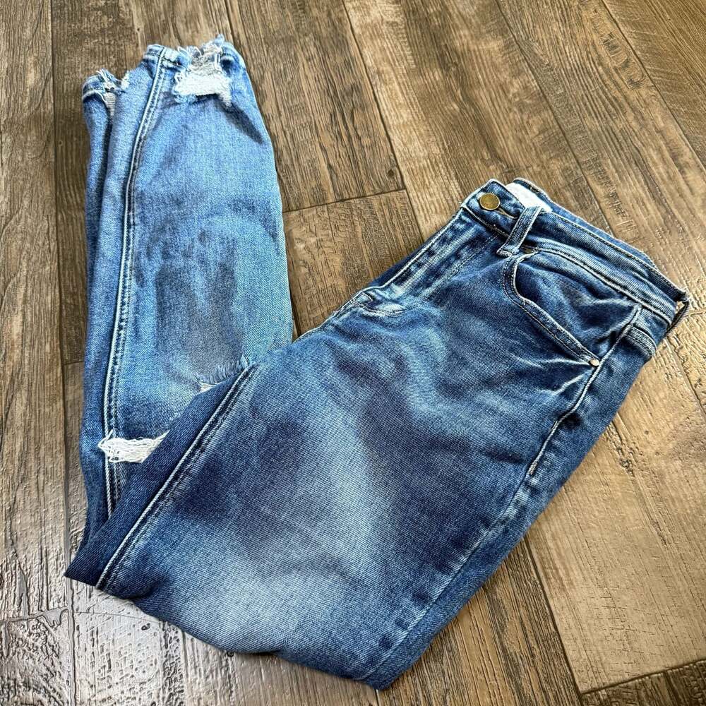 Petra 153 Women's Distressed Slim Straight Leg Denim Jeans Size 5/26